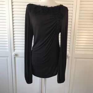Price firm BUSOU BISOU Black Long Sleeve Ruched Top Size Large